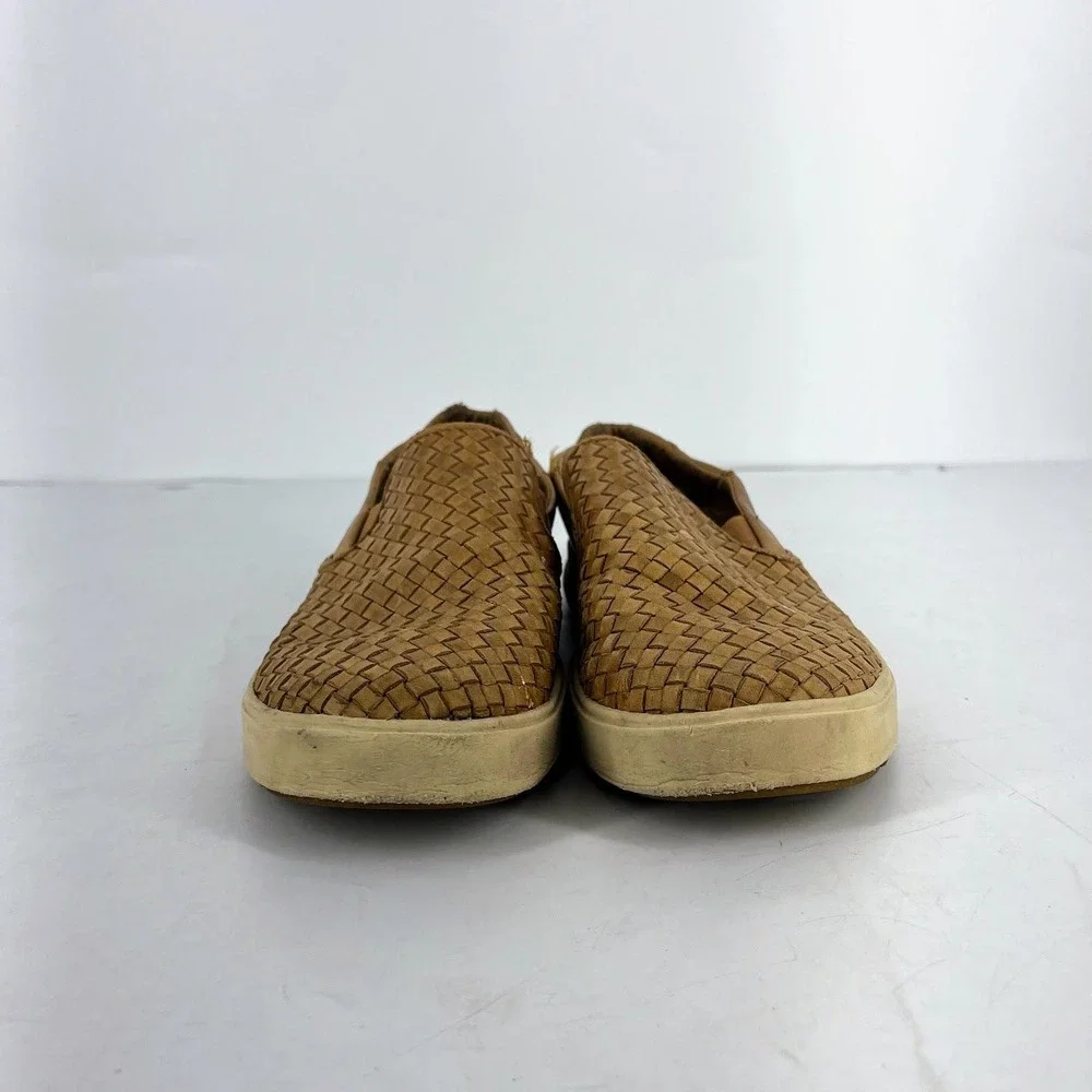 OluKai Lae'ahi Lauhala Mens 10 Woven Leather Slip On Sneakers Brown 10486-FXFX